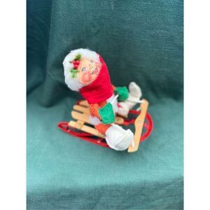 Annalee Doll Child Sledding with Red Scarf 7"
